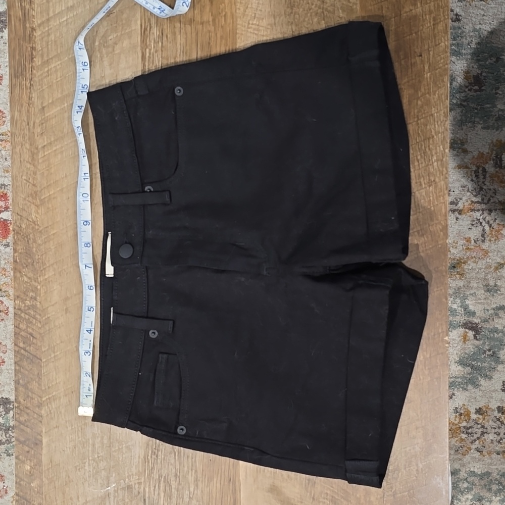 High waist black jean shorts